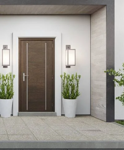 Aspire Doors showroom displaying premium wooden and WPC doors in Doha