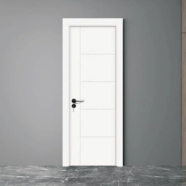 Classic panel white WPC skin door with smooth matte finish