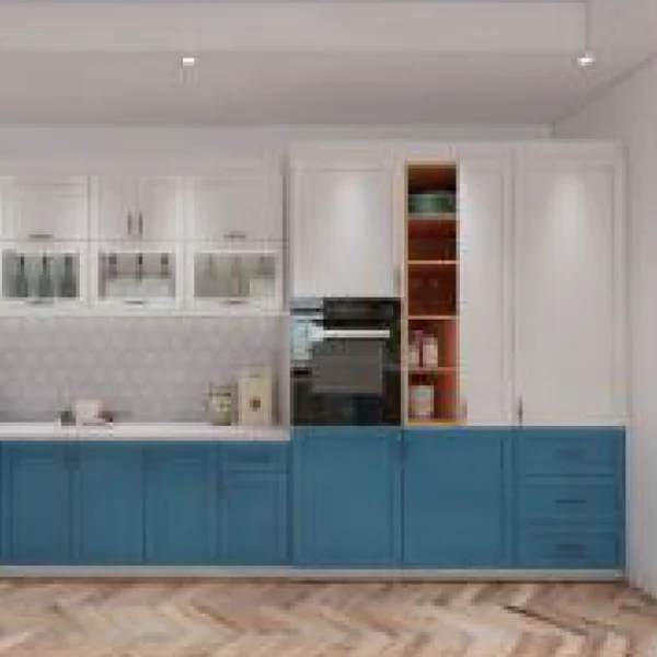 Kitchen cabinet with natural blue finish