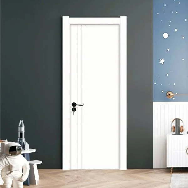 Modern groove design white WPC skin door