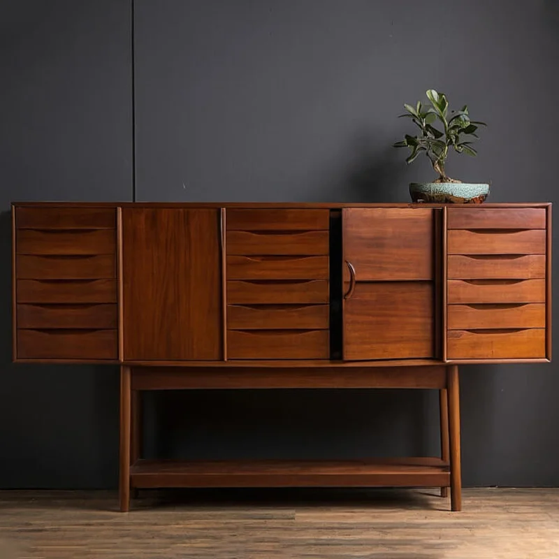 Wooden sideboard cabinet showcasing fine wood grain and craftsmanship