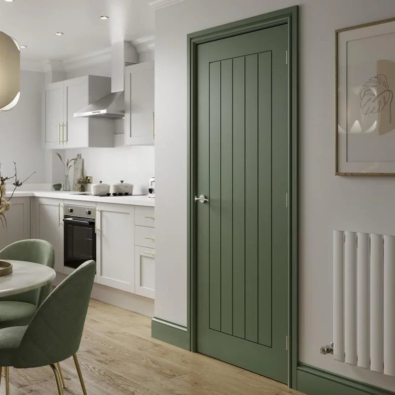 Dark green WPC door showing the finish used in WPC door manufacturing